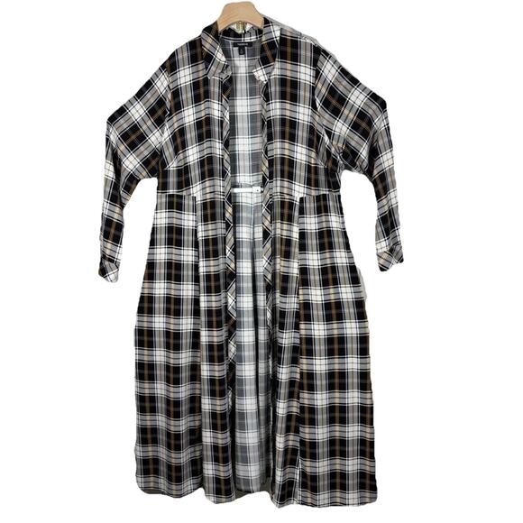 Torrid Women's Plus Size 3X Plaid Duster Black Brown Open Front Casual Fall - Picture 1 of 9